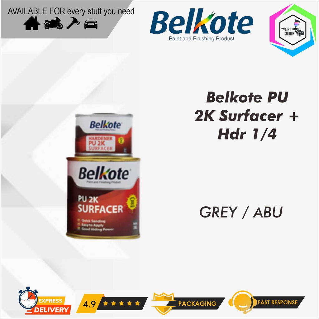 Belkote Epoxy PU 2K Surfacer  GREY Cat Dasar Epoksi 1/4