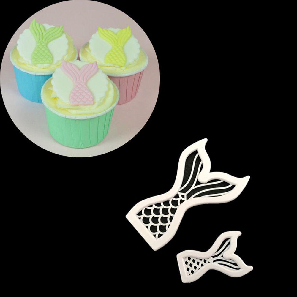 Populer 2pcs Cetakan Kue Mermaid Dapur Sugarcraft Alat Baking Cookie Cutter