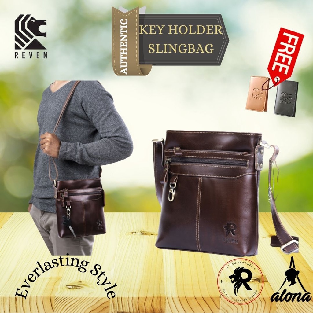 Sling Bag Pria Kulit Tas Slempang Pria Waterproof Tas Sling Bag Pria Distro Reven Key Holder