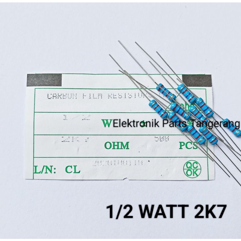 (10 Buah) RESISTOR 1/2 WATT 2K7 OHM RESISTOR 1/2W 2K7 OHM RESISTOR 1/2WATT 2K7 OHM RESISTOR 1/2W 2K7
