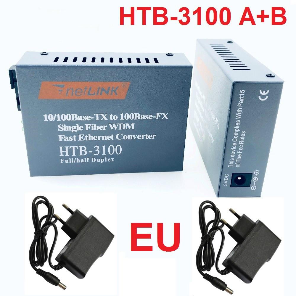 HTB3100 A+B Fiber Optic Optical Media Converter HTB-3100 Netlink 10/100Mbps RJ45 Single Mode 25KM HTB A HTB B