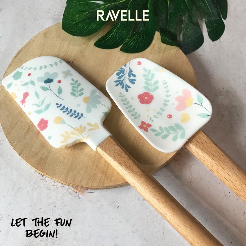 Ravelle Flower Sutil Set 2Pcs Peralatan Masak Sutil Spatula Silikon