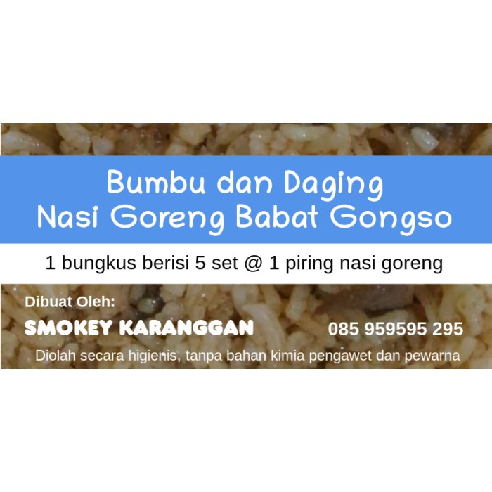 

Spesial Promo - Smokey Bumbu Nasi Goreng Babat Gongso (Termasuk Daging) - Pack Isi 5