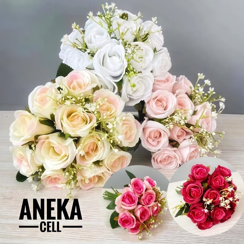 Buket Bunga Mawar Putik Besar | Buket Bunga Pernikahan | Hand Bucket Artificial Flower Rose Bunga Ma
