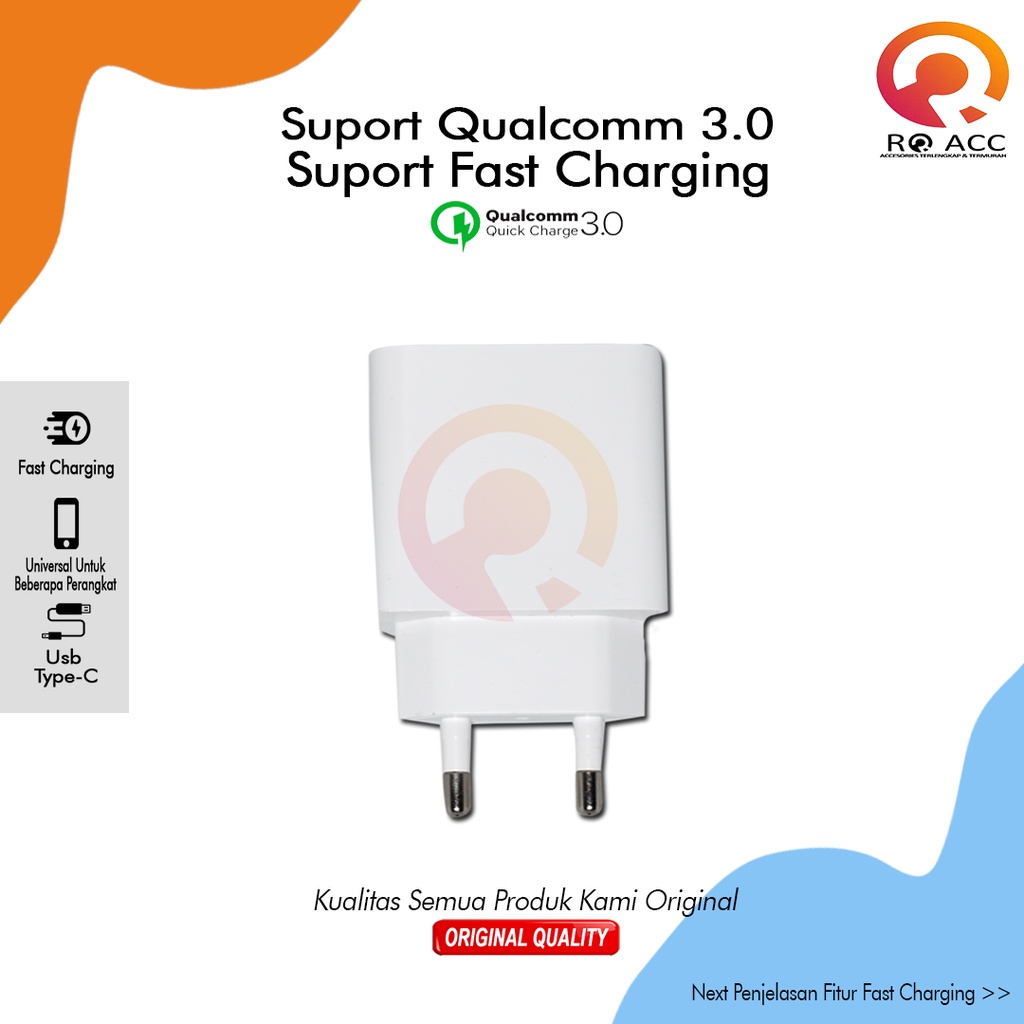 [RO ACC] MDY10EF CHARGER XIAOMI FAST CHARGING QUALCOMM 3.0 TYPE C