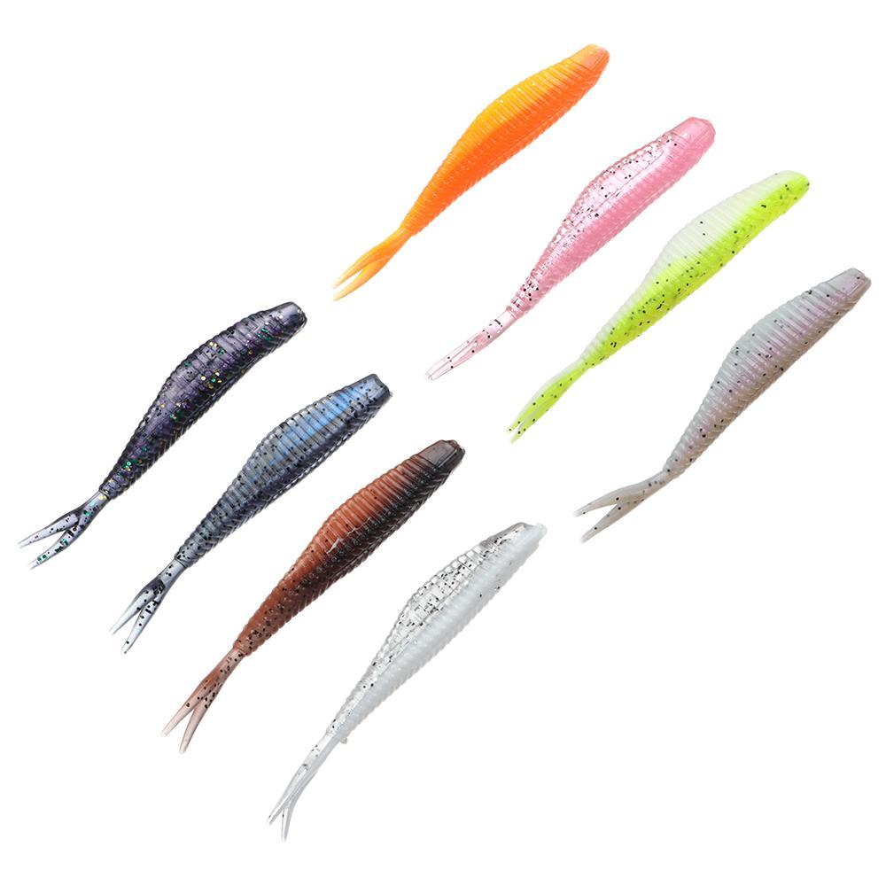 Solighter 20Pcs Umpan Pancing Bentuk Cacing Imitasi Flexible Dua Warna