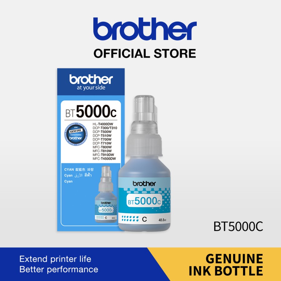 CYAN Brother BT5000C Tinta Printer - Ink Cartridge BIRU 100% ORIGINAL BT5000