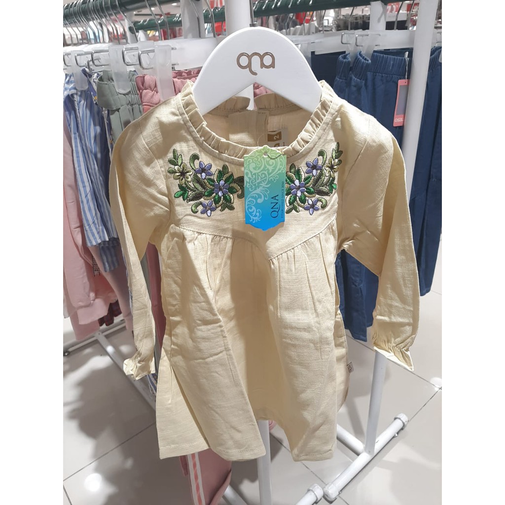 QNA Baju Dress Anak Perempuan Usia 1-4 Tahun Pink Lengan Panjang Original