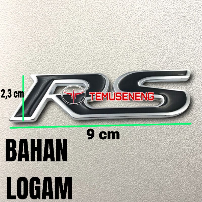 Logo Emblem Rs 3D Mobil Honda Bahan Logam Besi Hitam Chrome Civic Jazz City Mobilio