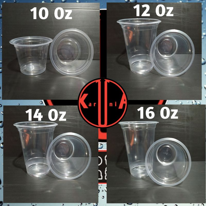 Gelas Plastik Cup 10 Oz, 12Oz, 14Oz, 16Oz / Gelas Cup Plastik Polos Depot Karunia