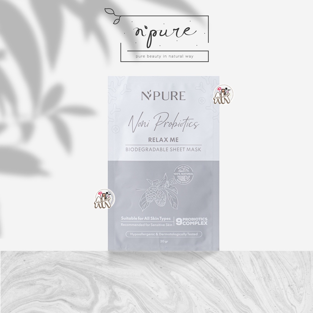 N'PURE NONI PROBIOTICS RELAX ME BIODEGRADABLE SHEET MASK