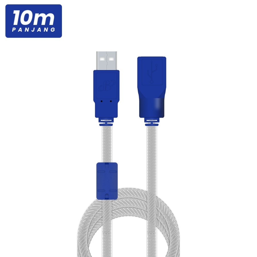 Kabel USB 2.0 to extension 10meter transparan / kabel USB 2.0 male to female 10meter/ kabel usb cew cow 10meter