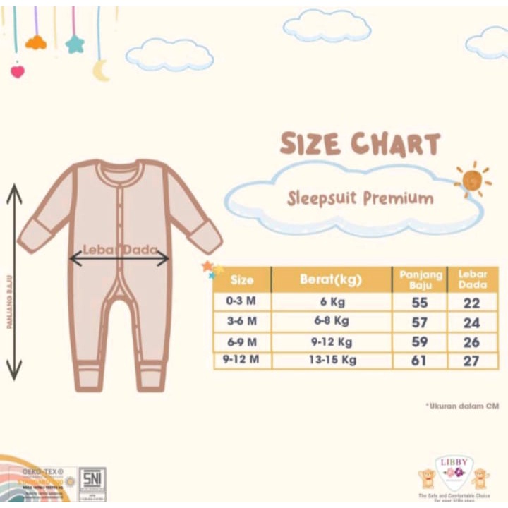 Libby Baby Sleepsuit Kancing Print Premium Motif Isi 1pcs / Sleepsuit Anak Bayi