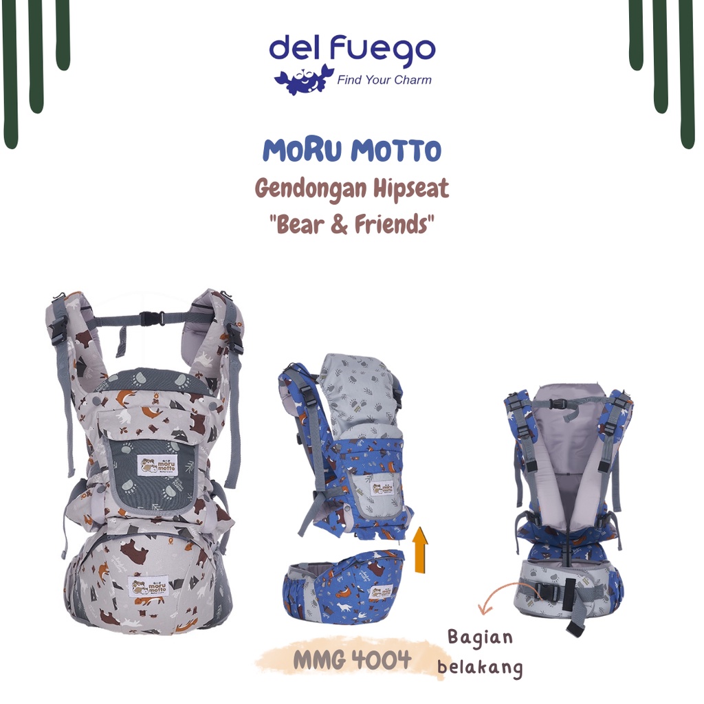 [DF] Gendongan Hipseat 9 in 1 Bear & Friend Series Moru Motto MMG 4004