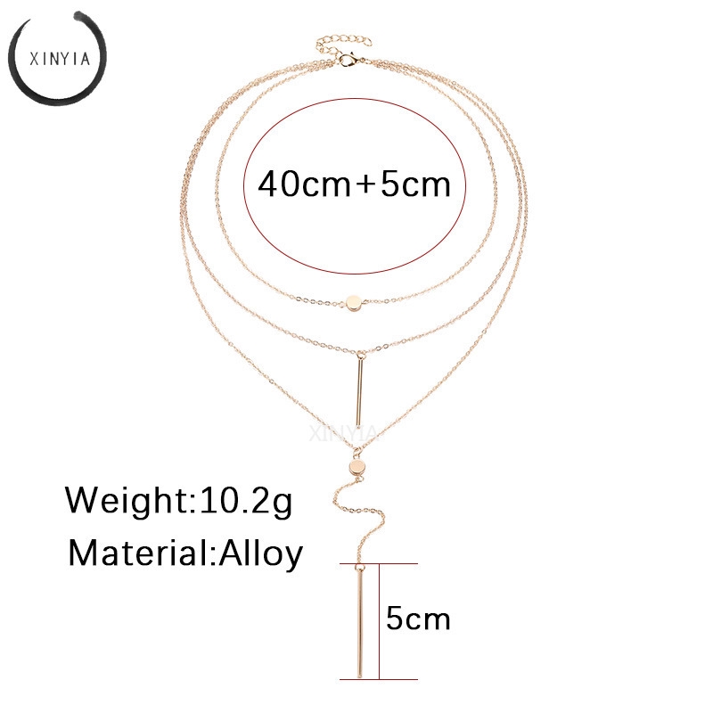 Asesoris Vertikal Bar Aksesoris Kalung Tiga Lapis Elegan