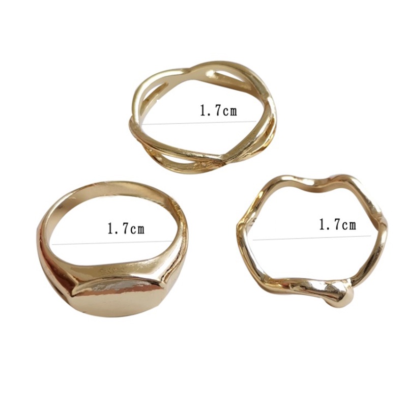 3pcs / Set Cincin Jari Telunjuk Desain Geometris Tidak Teratur Untuk Wanita