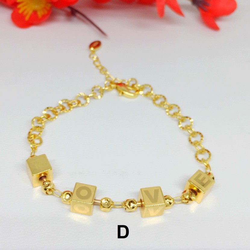 Gelang Xuping Kubus Kotak Love Laser Gold Lapis Emas - BB279