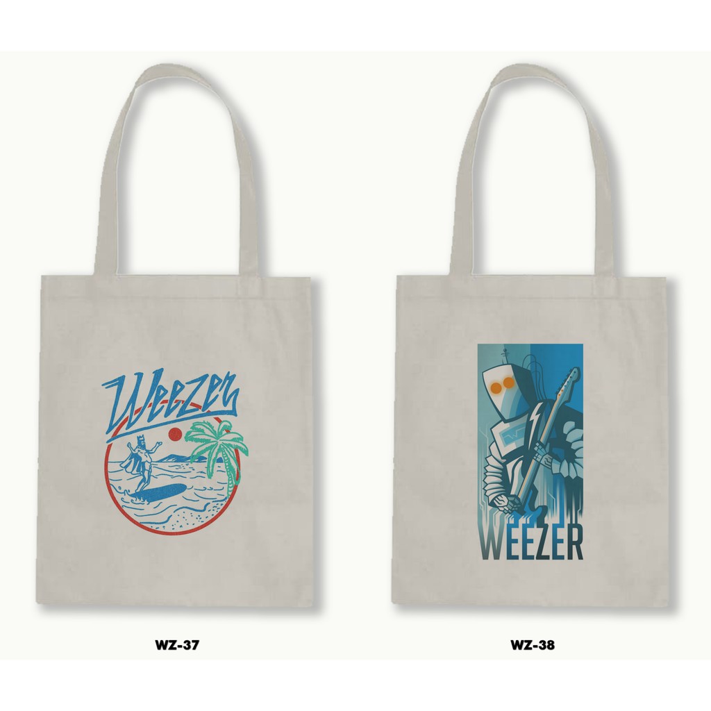 Tas Tote Bag Resleting Kanvas/Blacu  - Weezer .03