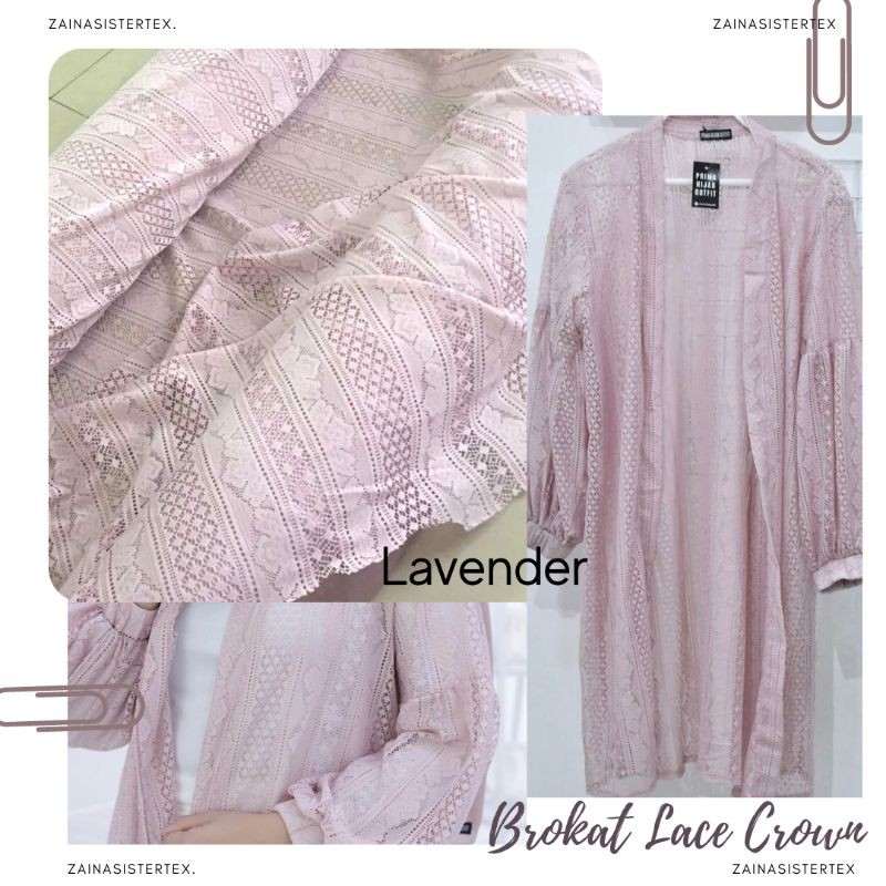 Kain Brokat Lace Crown Warna Lavender Ungu Muda