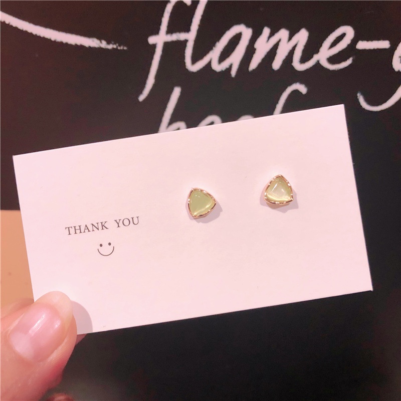 Candy Jewelry Fashion Geometric Crystal Opal Earring Colorful Round Heart Stud Earrings Triangle Square Ear Studs for Women Pink Green