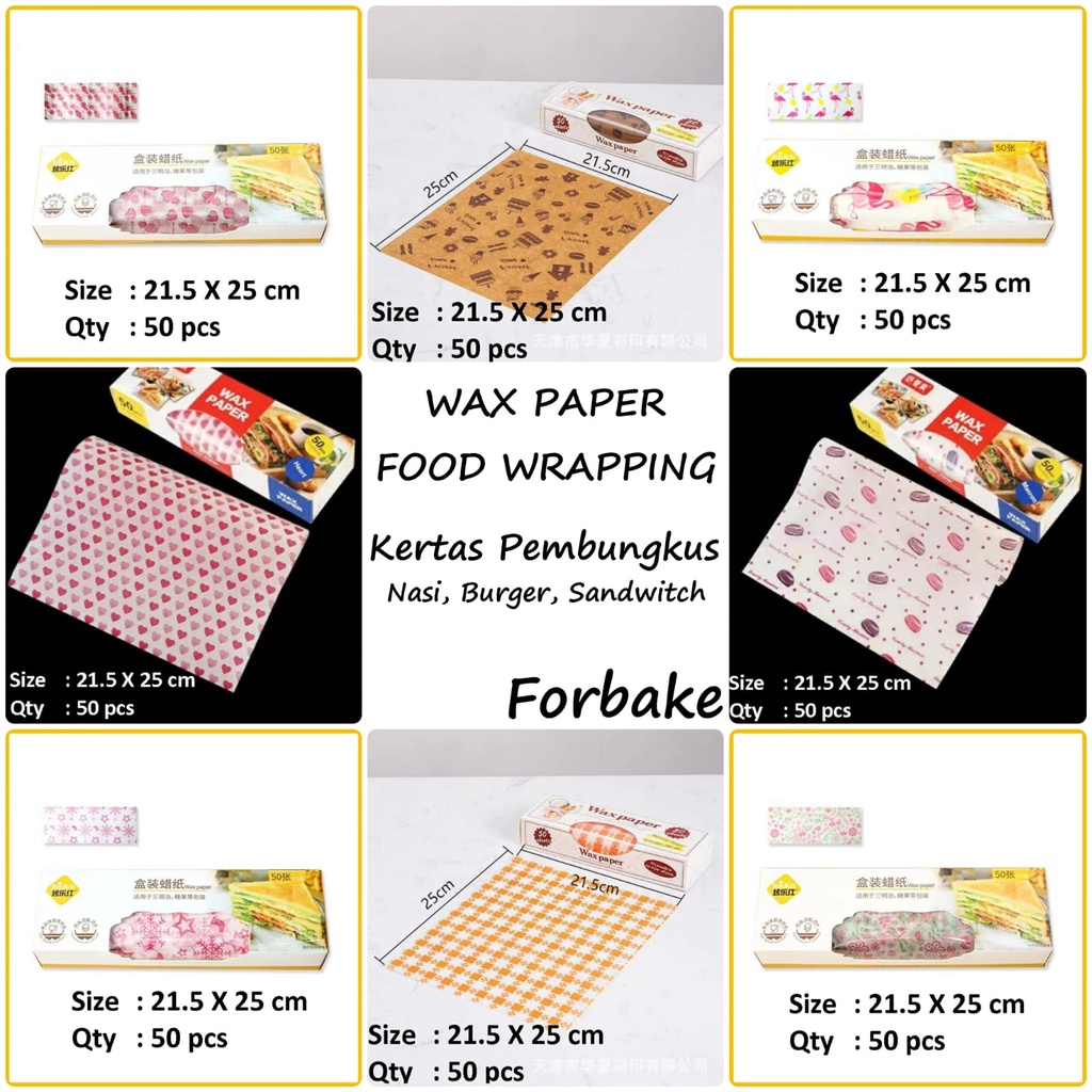 Kertas Burger Nasi Sandwitch Food Wrapping Wax Paper Baking Paper Roti