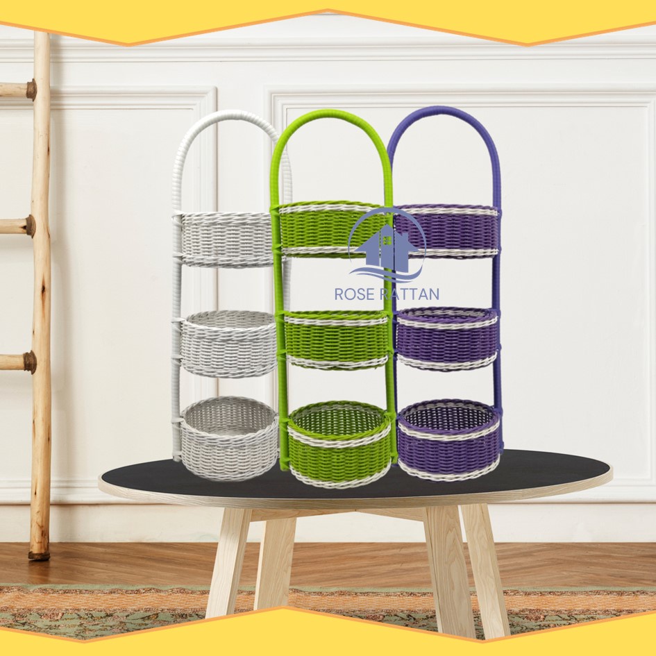 KERANJANG BAWANG/TEMPAT BUMBU ROTAN SINTETIS SUSUN 3