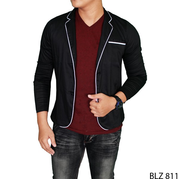 Blazer Pria Distro Katun Hitam BLZ 811