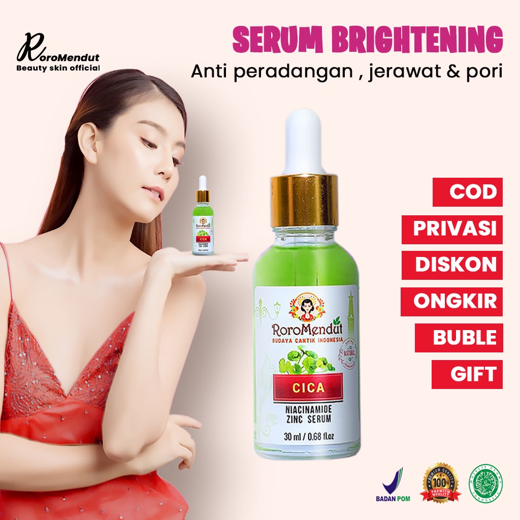 Roro Mendut cica niacinamide zinc serum &amp; Essence Wajah