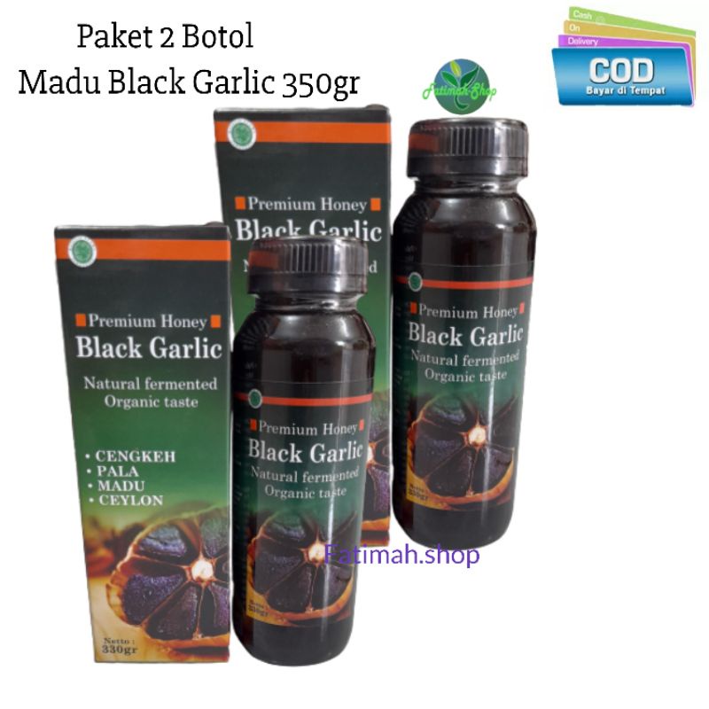 

Paket 2 Botol Madu Black Garlic Premium Honey 330gr plus cengkeh.pala