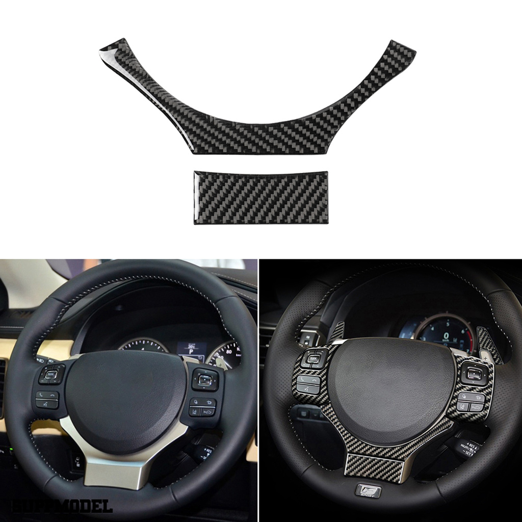 Smodel 2pcs / Set Stiker Setir Mobil Anti Uv Bahan Carbon Fiber Warna Hitam Untuk Lexus Nx 200