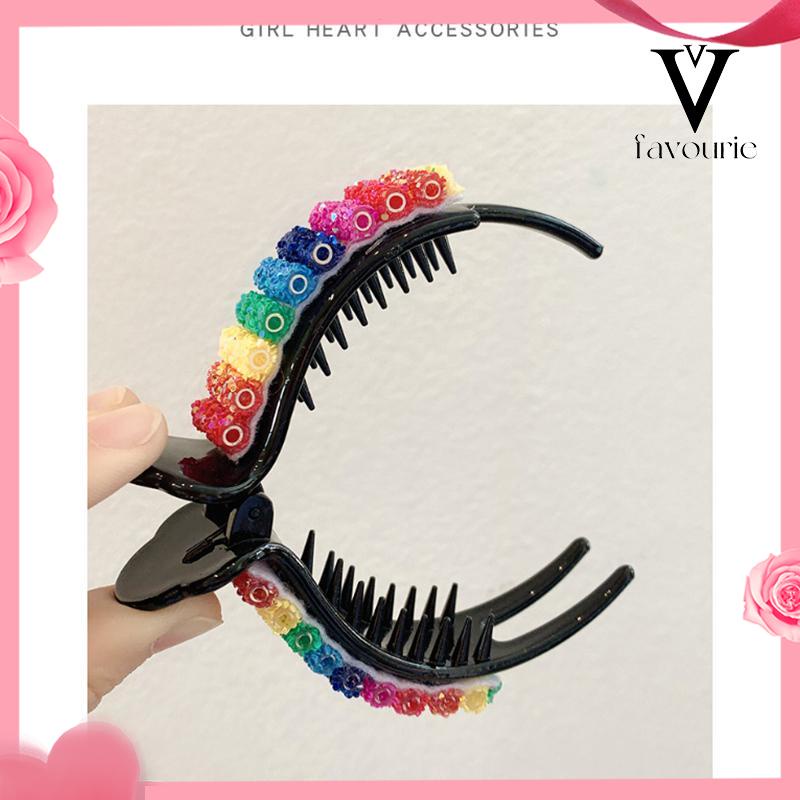 [COD]Back Head Grab Clip Cute Girl Rainbow Hair Accessories-FA