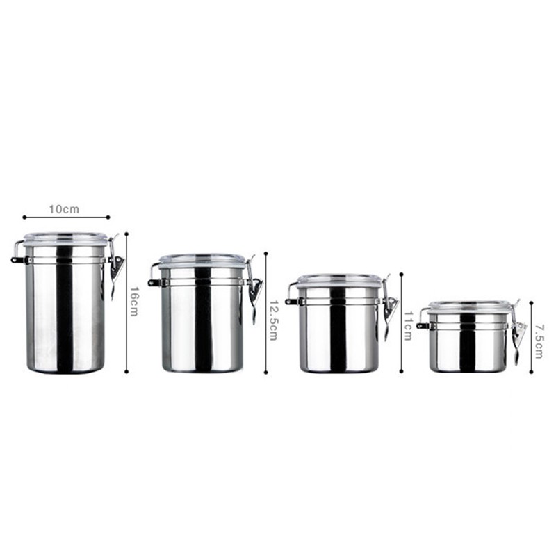 Stainless Steel Container Jar Set Kitchen Storage Coffee Sugar Tea