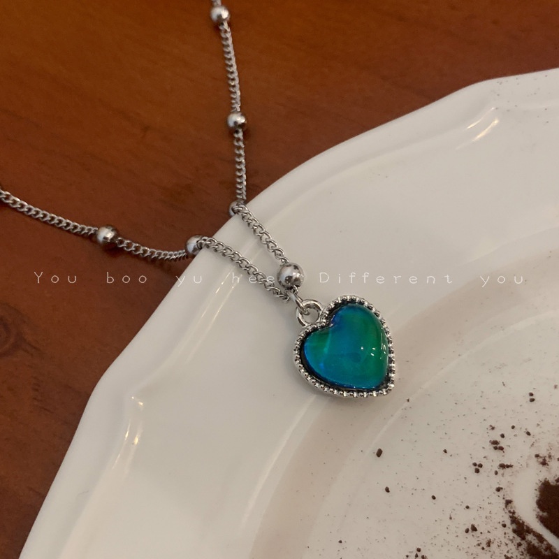 Kalung Rantai Dengan Liontin Hati Thermochromic Untuk Aksesoris