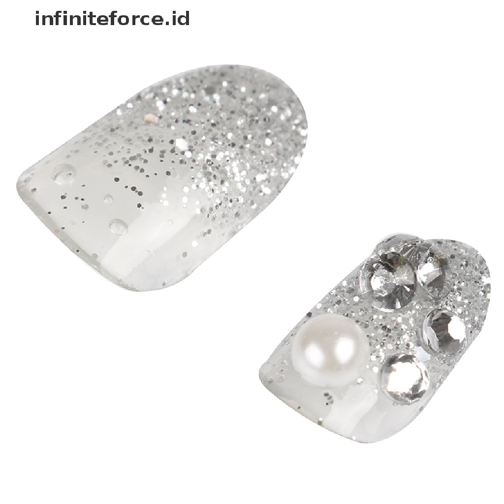 Infiniteforce.id 24pcs / Set Kuku Palsu Full Cover 3d Diy Untuk Pengantin Wanita