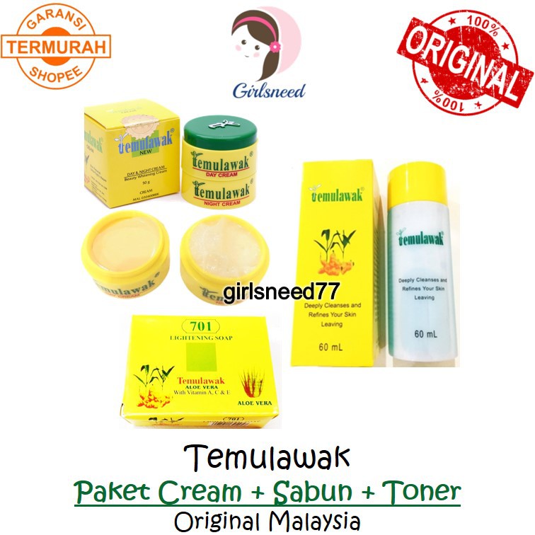 Paket Krim Temulawak Cream Siang Malam Sabun plus Toner
