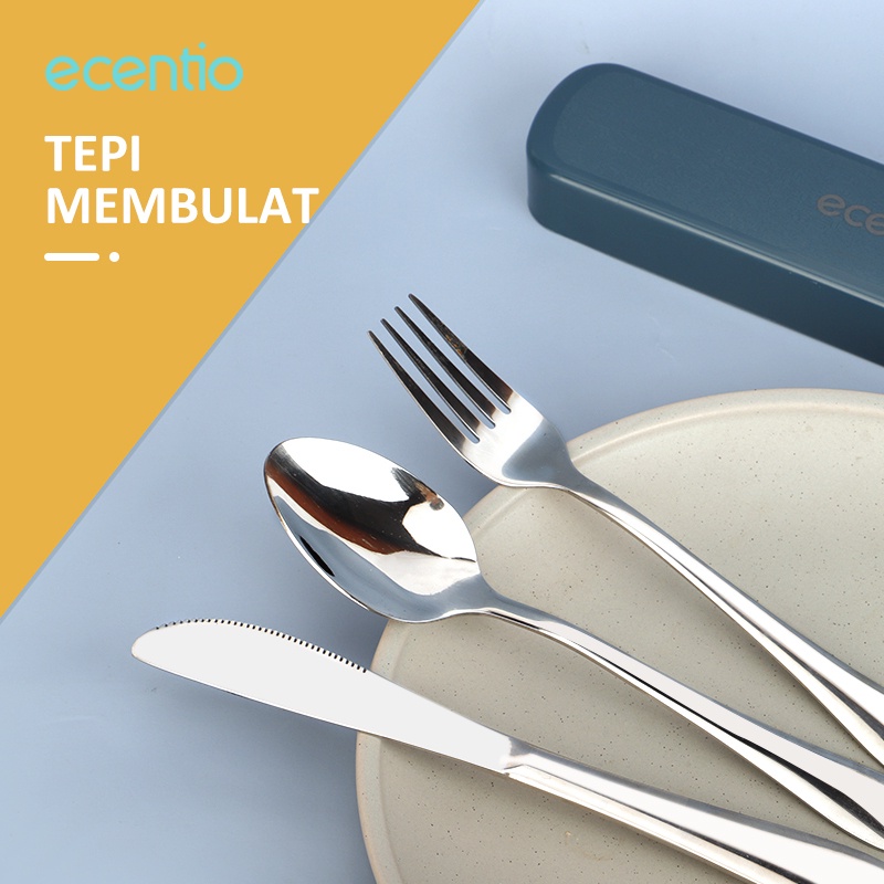 ecentio Sendok Makan Stainless Alat Makan Peralatan Makan Set 3pcs Pisau Garpu Dan Sendok