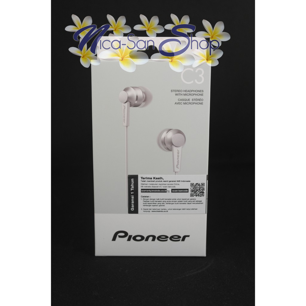 Earphone Pioneer C3T Original Sporty Elegan - Warna Putih White - Earphone Pioneer Original