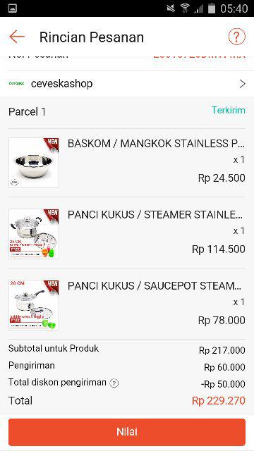 Baskom / Mangkok Stainless Premium 22 Cm