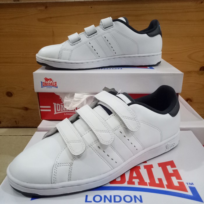 SEPATU LONSDALE LEYYON VELCRO WHITE NAVY MODE Sepatu sendal pria awet boots cowok kerja  B3H9
