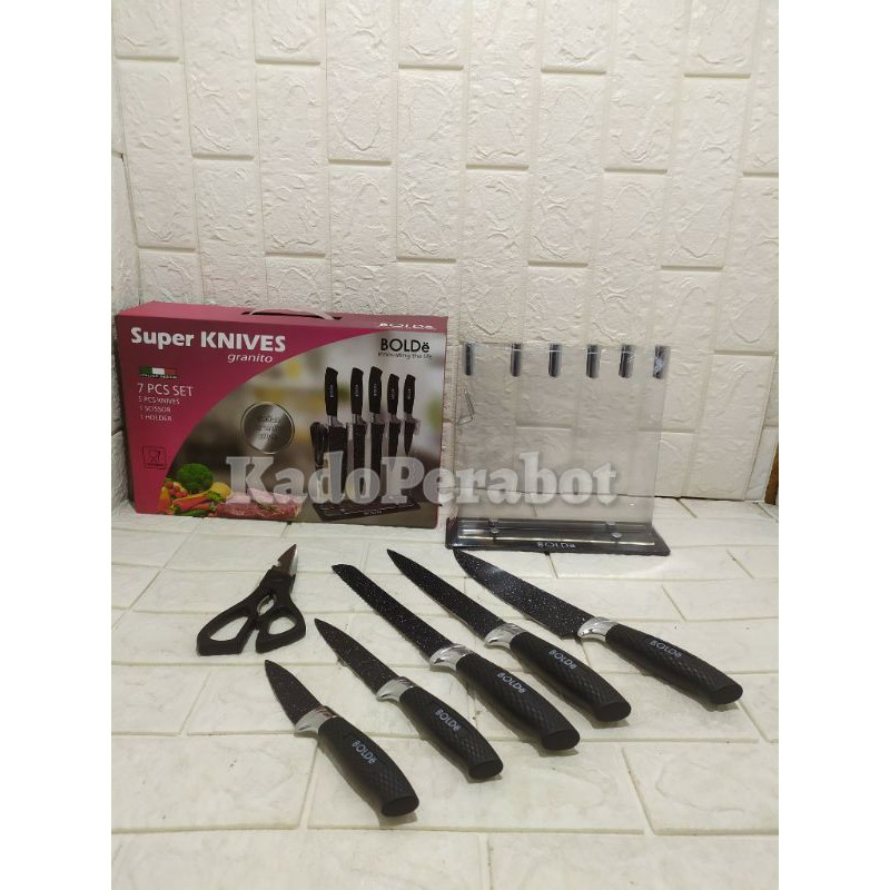 pisau set bolde - pisau tajam lengkap - super knife granito set 7 pcs