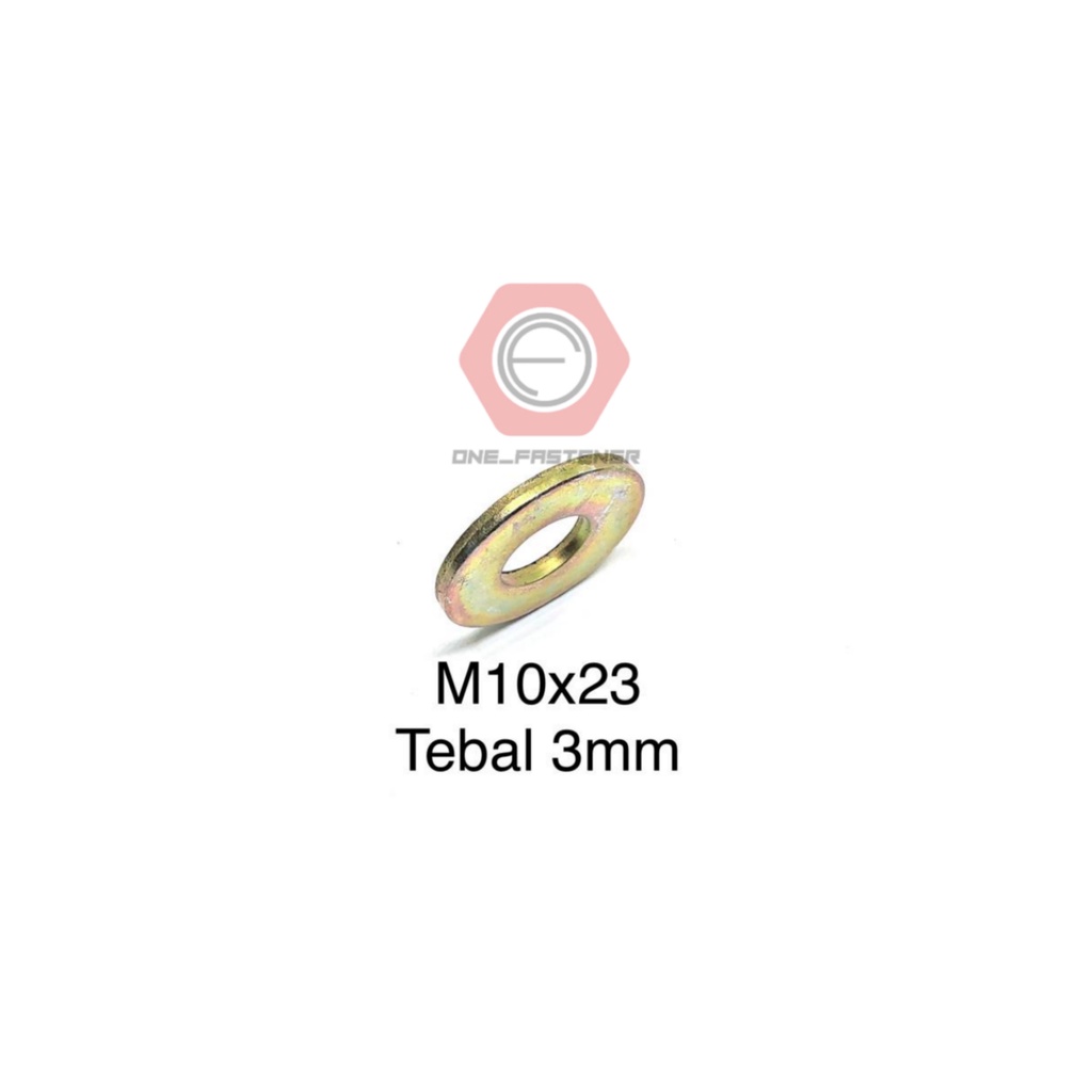 50 pcs Ring Plat M10x23 Kuning Tebal 3mm baut 14 M10 10mili WPK