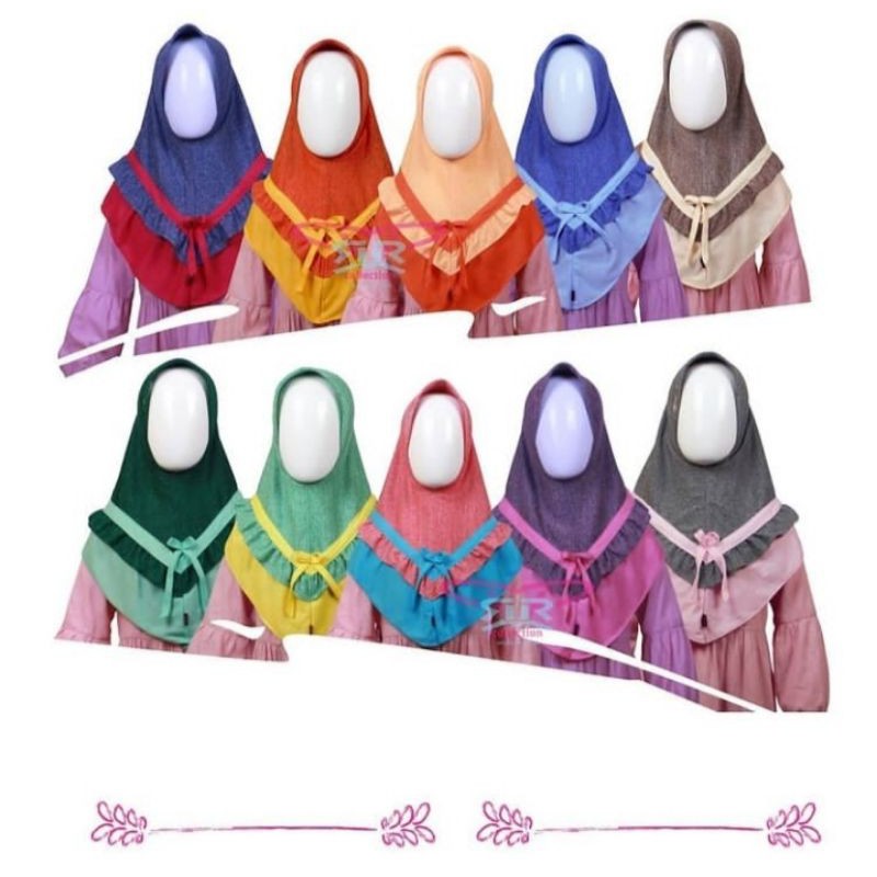 jilbab anak sd 4-7thn / kerudung serat kayu / jilbab pita bahan kaos serat kayu