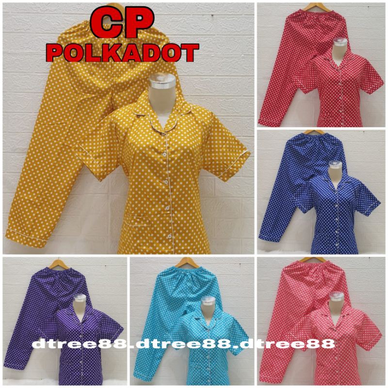 Dtree . baju tidur piyama dewasa cp motif polkadot katun eropa / katun lokal