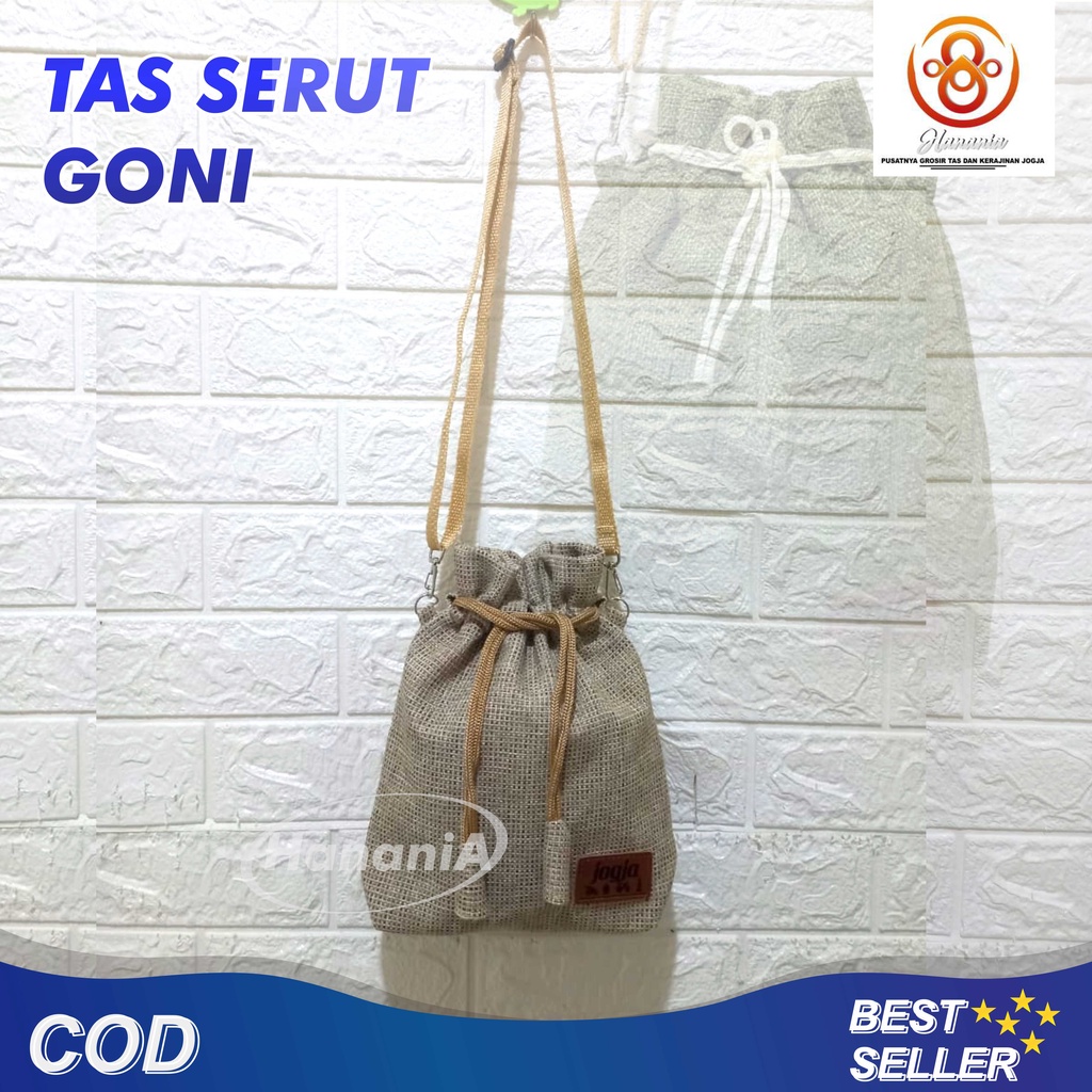 Tas selempang wanita Tas serut goni premium sling bag goni mini