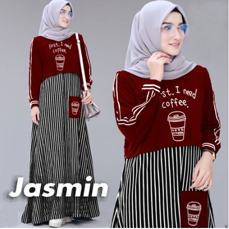  Gamis  Kaos  Lolita Kekinian Baju Muslimah Lengan Panjang 