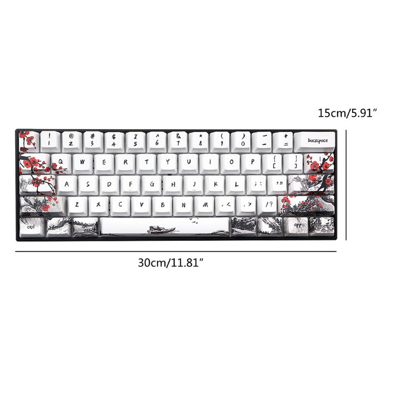 VIVI   71 Keys Wangjiang Plum Blossom Keycap Dye Sublimation OEM Mechanical Keyboard Keycap For GH60 XD64 DZ60 GK61 GK64