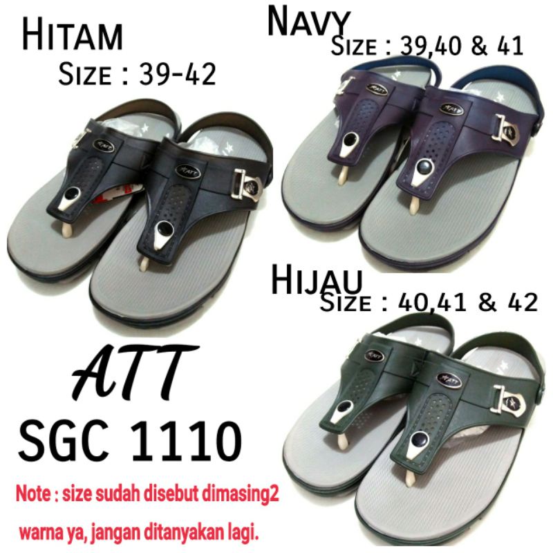 SANDAL CASUAL KARET PRIA ATT SGC 1110 MURAH ANTI AIR 3 Warna Hitam Navy Hijau Size 49-42Bahan Karet