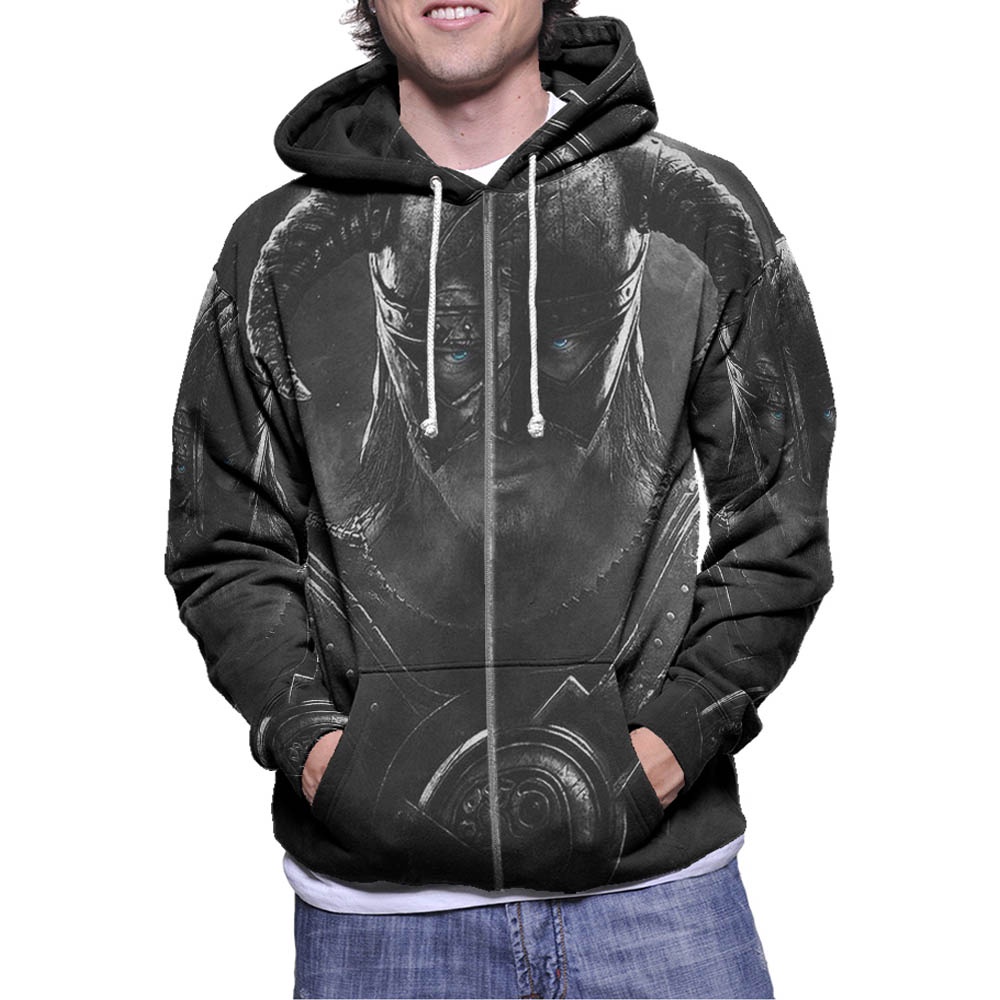 Jaket Hoodie The Elder Scrolls V Skyrim Hoodie Zipper (Ritsleting) Hoodie Fullprint Bahan Polyester 