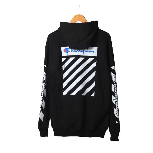 Jaket Sweater Hoodie OFF WHT CHAMP  – Black Edition Fashion Trendy Casual Pria Good Brand Quality St