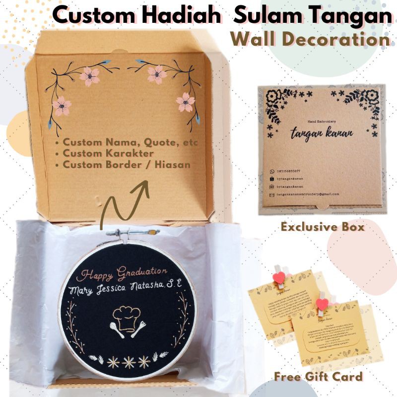 [15 cm] Kado Hadiah Custom Embroidery  Unik Wisuda Pernikahan Anniversary Ulang Tahun Pacar